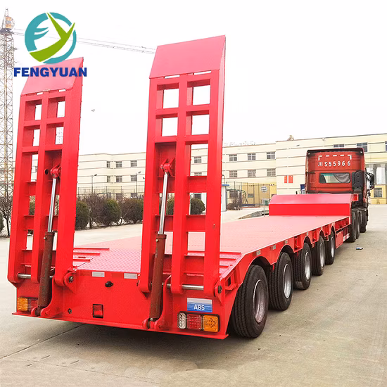 Fengyuan 3 Axle Lowbed Semi Trailer with Automatic Ladder