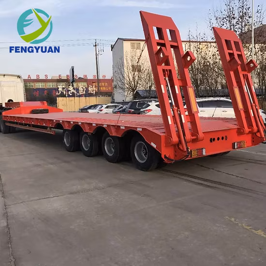 Fengyuan 3 Axle Lowbed Semi Trailer with Automatic Ladder