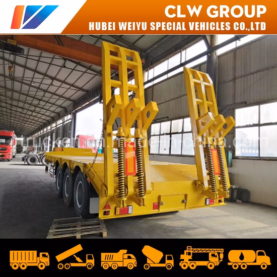 Heavy Duty 3 Axles 60tons Low Bed Boy Deck Gooseneck Excavator Transport Semi Trailer Trucks 60 Ton Lowbed Truck Trailers